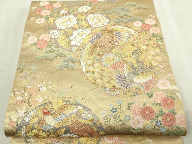 平和屋本店▼六通柄袋帯　麗姿芳薫丸文　本金箔　正絹　逸品　DABI4701sf