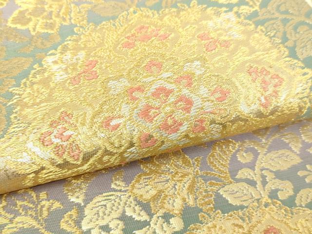 平和屋本店▼六通柄袋帯　正倉院花文　純金二重箔　正絹　逸品　DABI4702sf