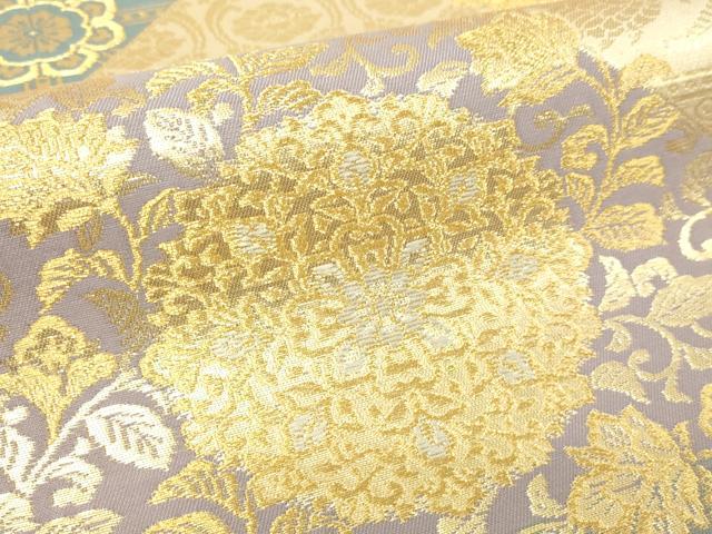 平和屋本店▼六通柄袋帯　正倉院花文　純金二重箔　正絹　逸品　DABI4702sf