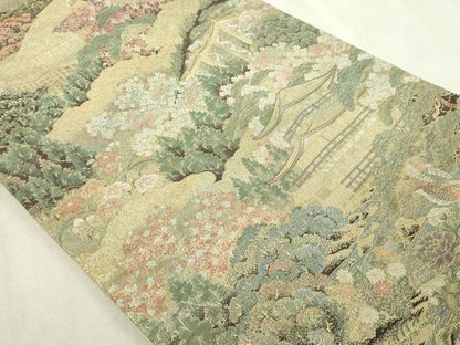 平和屋本店▼六通柄袋帯　京洛花名所　本金箔　正絹　逸品　DABI4703sf