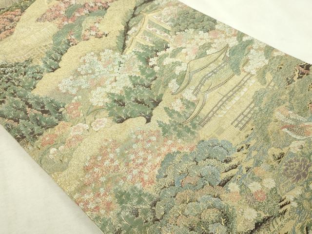 平和屋本店▼六通柄袋帯　京洛花名所　本金箔　正絹　逸品　DABI4703sf