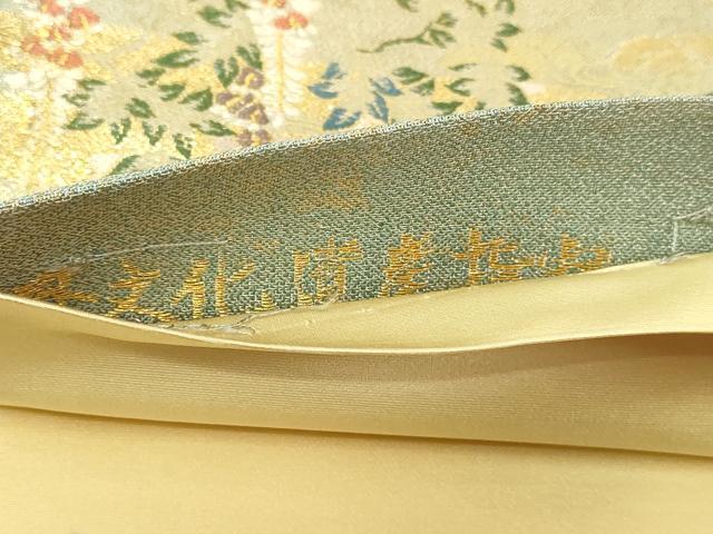 平和屋本店▼六通柄袋帯　世界文化遺産指定　三連作　風花草花文　本金箔　正絹　逸品　DABI4704sf