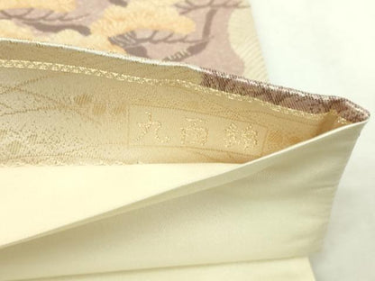 平和屋本店▼六通柄袋帯　九百錦　飛鶴文　純金二重箔　正絹　逸品　DABI4706sf