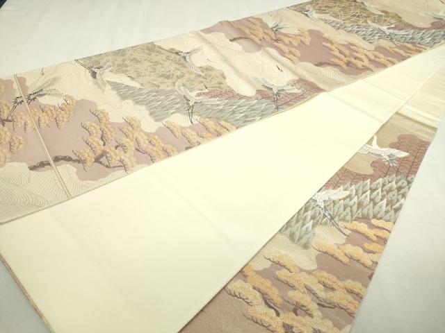 平和屋本店▼六通柄袋帯　九百錦　飛鶴文　純金二重箔　正絹　逸品　DABI4706sf