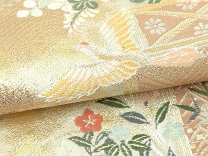平和屋本店▼六通柄袋帯　唐織　花鳥文　本金箔　秀鳳箔　正絹　逸品　DABI4711sf