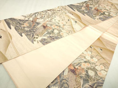 平和屋本店▼六通柄袋帯　唐織　九百錦　花鳥文　純金箔　正絹　逸品　DABI4712sf