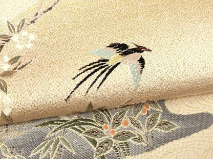 平和屋本店▼六通柄袋帯　唐織　九百錦　花鳥文　純金箔　正絹　逸品　DABI4712sf