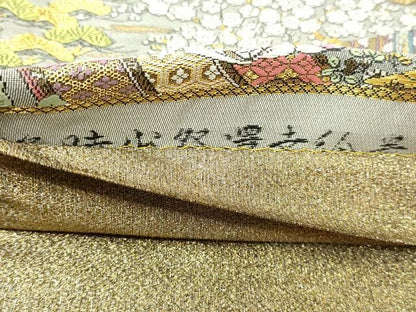 平和屋本店▼西陣　廣部商事謹製　全通柄袋帯　唐織　洛時代祭還幸絵巻　弐拾四金箔使用　証紙付き　上代68万　正絹　逸品　DABI4713sf