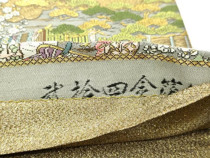 平和屋本店▼西陣　廣部商事謹製　全通柄袋帯　唐織　洛時代祭還幸絵巻　弐拾四金箔使用　証紙付き　上代68万　正絹　逸品　DABI4713sf