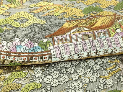 平和屋本店▼西陣　廣部商事謹製　全通柄袋帯　唐織　洛時代祭還幸絵巻　弐拾四金箔使用　証紙付き　上代68万　正絹　逸品　DABI4713sf