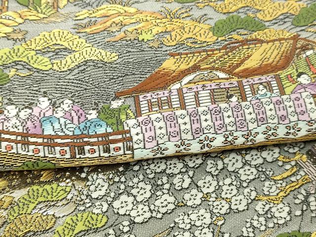 平和屋本店▼西陣　廣部商事謹製　全通柄袋帯　唐織　洛時代祭還幸絵巻　弐拾四金箔使用　証紙付き　上代68万　正絹　逸品　DABI4713sf