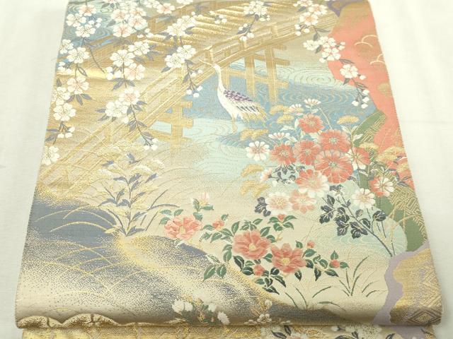 平和屋本店▼六通柄袋帯　唐織　九百錦　京百景　本金箔　正絹　逸品　DABI4714sf