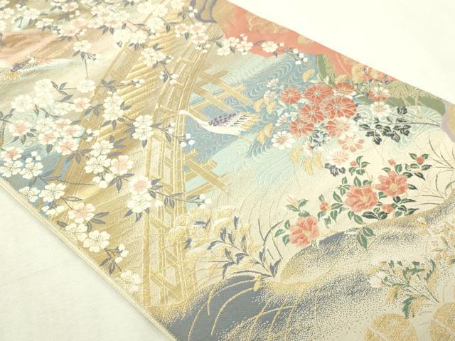 平和屋本店▼六通柄袋帯　唐織　九百錦　京百景　本金箔　正絹　逸品　DABI4714sf