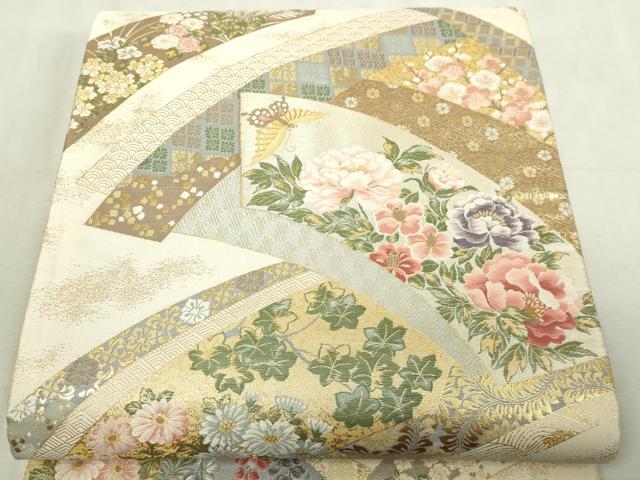 平和屋本店▼六通柄袋帯　加賀琳派　本金箔紹巴　正絹　逸品　DABI4719sf