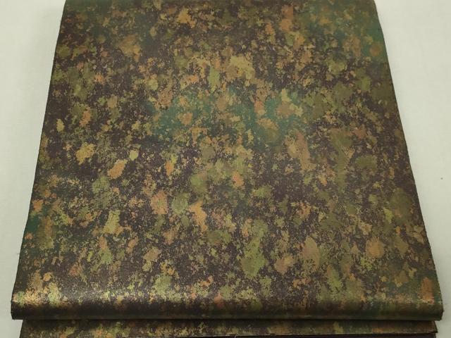 平和屋本店●六通柄袋帯　霞文　本金箔　金泥箔　正絹　逸品　DABI4724sf