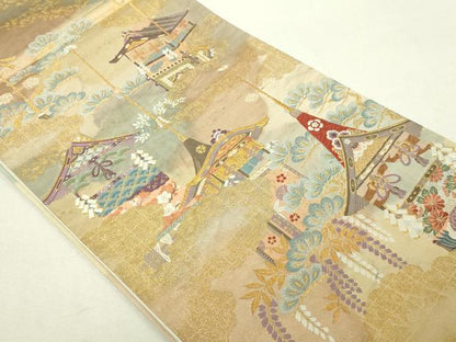 平和屋本店▼六通柄袋帯　珀潁　九百本金錦　正絹　逸品　DABI4727sf