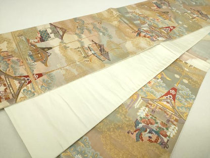 平和屋本店▼六通柄袋帯　珀潁　九百本金錦　正絹　逸品　DABI4727sf