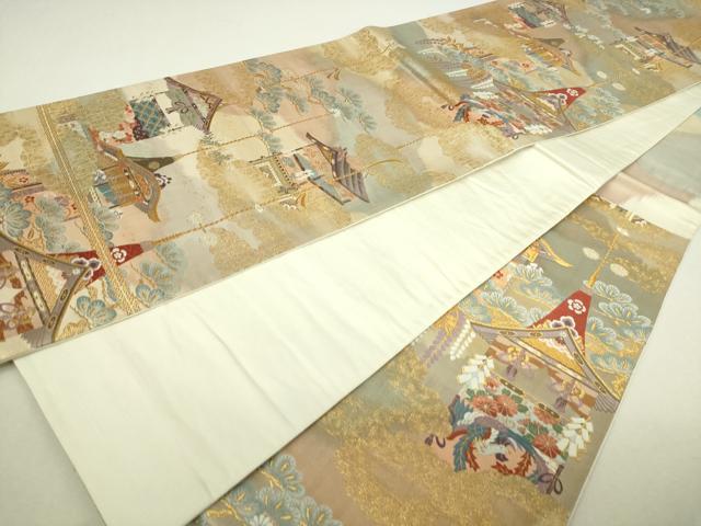 平和屋本店▼六通柄袋帯　珀潁　九百本金錦　正絹　逸品　DABI4727sf