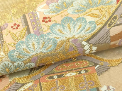 平和屋本店▼六通柄袋帯　珀潁　九百本金錦　正絹　逸品　DABI4727sf