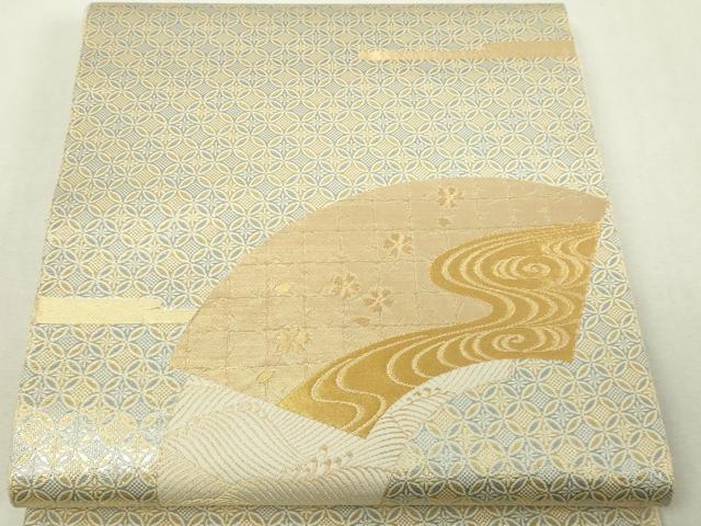 平和屋本店▼六通柄袋帯　地紙吉祥文　弐拾四金箔　プラチナ箔　正絹　逸品　DABI4729sf