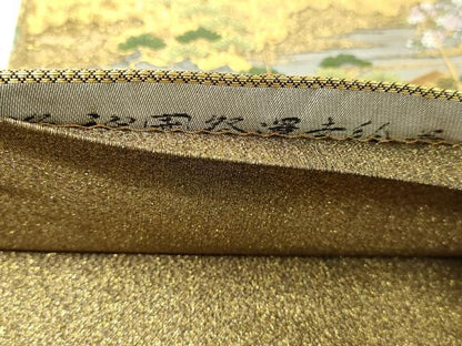 平和屋本店▼西陣　廣部商事謹製　全通柄袋帯　京洛祇園祭還絵巻　弐拾四金箔使用　上代68万　正絹　逸品　DABI4731sf