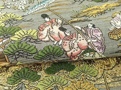 平和屋本店▼西陣　廣部商事謹製　全通柄袋帯　京洛祇園祭還絵巻　弐拾四金箔使用　上代68万　正絹　逸品　DABI4731sf