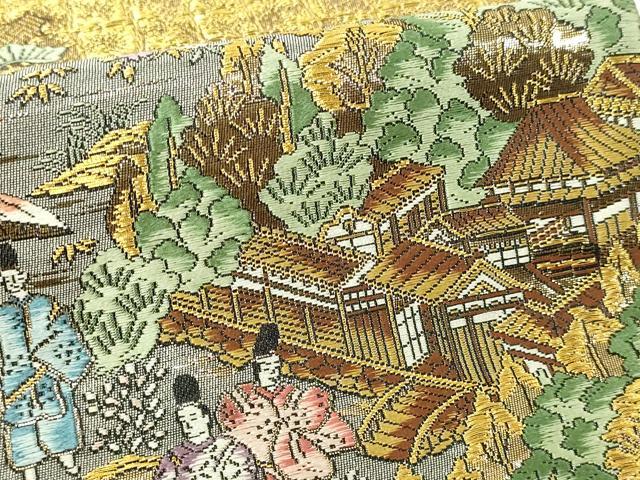 平和屋本店▼西陣　廣部商事謹製　全通柄袋帯　京洛祇園祭還絵巻　弐拾四金箔使用　上代68万　正絹　逸品　DABI4731sf