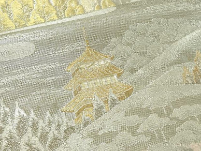 平和屋本店▼佐賀錦　六通柄袋帯　古都の四季　弐拾四金九百錦　正絹　逸品　DABI4736sf　
