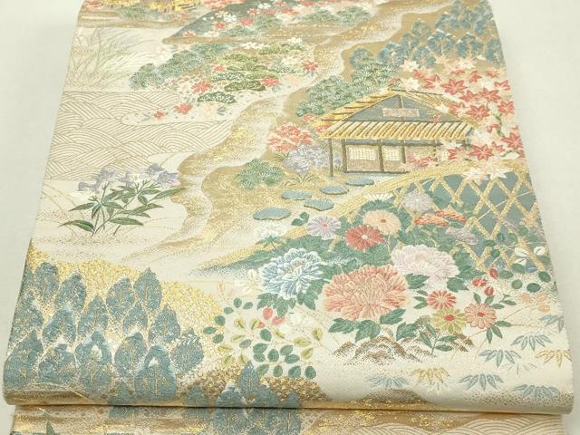 平和屋本店▼六通柄袋帯　京名所光悦　本金箔　正絹　逸品　DABI4739sf