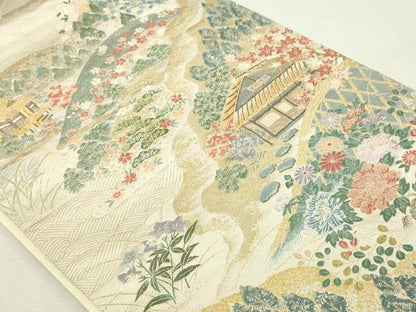 平和屋本店▼六通柄袋帯　京名所光悦　本金箔　正絹　逸品　DABI4739sf