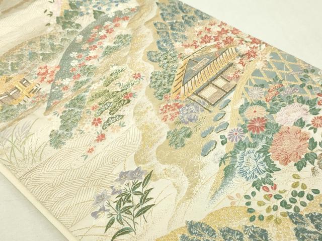 平和屋本店▼六通柄袋帯　京名所光悦　本金箔　正絹　逸品　DABI4739sf
