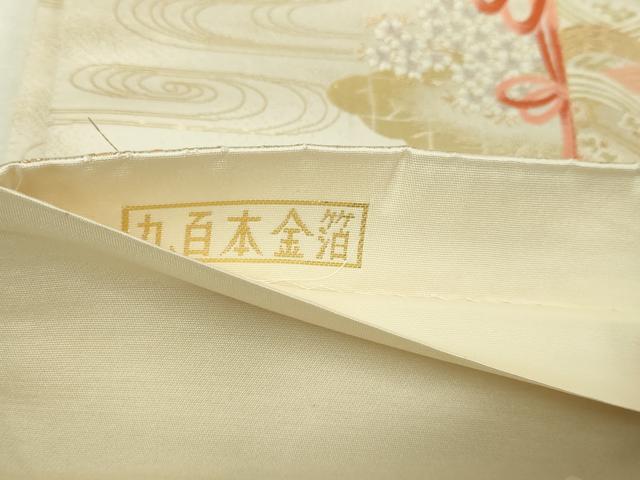 平和屋本店▼六通柄袋帯　唐織　几帳花鼓文　九百本金箔　正絹　逸品　DABI4741sf