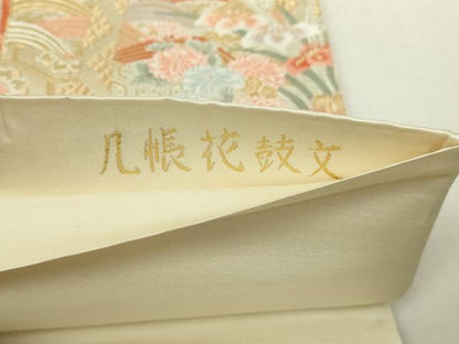平和屋本店▼六通柄袋帯　唐織　几帳花鼓文　九百本金箔　正絹　逸品　DABI4741sf
