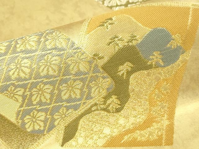 平和屋本店▼西陣織　陰山織物謹製　箔屋清兵衛　六通柄袋帯　冊子花文　本金箔　正絹　逸品　DABI4743sf