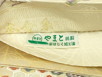 平和屋本店▼六通柄袋帯　飛鶴宝尽くし文　本金糸　プラチナ糸　やまと誂製　正絹　逸品　DABI4746sf