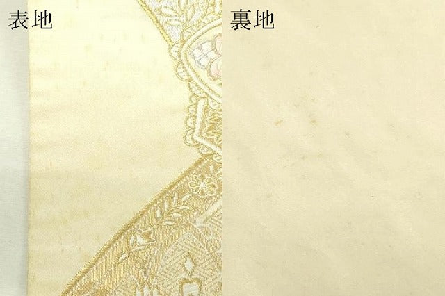 平和屋本店▼六通柄袋帯　唐織　更紗華紋　手先長尺　本金箔24Ｋ　正絹　逸品　DABI4752sf