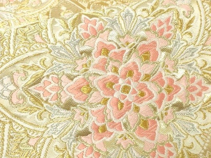 平和屋本店▼六通柄袋帯　唐織　更紗華紋　手先長尺　本金箔24Ｋ　正絹　逸品　DABI4752sf