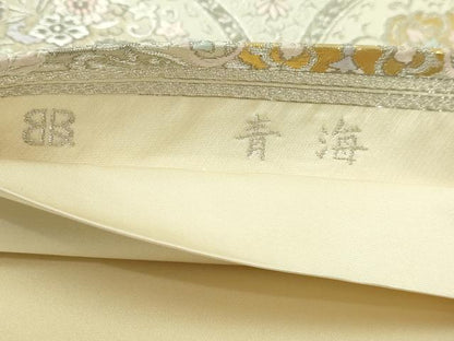 平和屋本店▼西陣　服部織物謹製　六通柄袋帯　青海　プラチナ本金箔　正絹　逸品　DABI4757sf