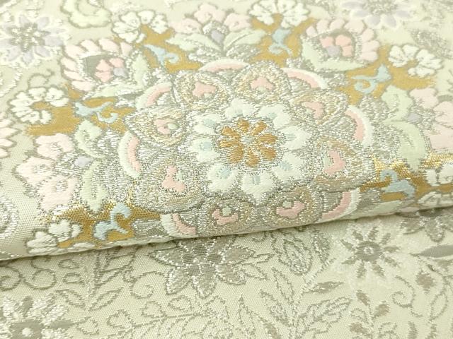 平和屋本店▼西陣　服部織物謹製　六通柄袋帯　青海　プラチナ本金箔　正絹　逸品　DABI4757sf