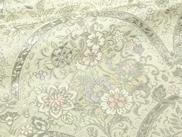 平和屋本店▼西陣　服部織物謹製　六通柄袋帯　青海　プラチナ本金箔　正絹　逸品　DABI4757sf