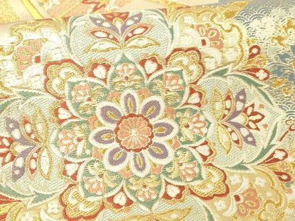 平和屋本店▼六通柄袋帯　唐織錦　鳳凰正倉院花文　本金箔　正絹　逸品　DABI4763sf