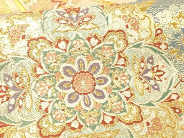 平和屋本店▼六通柄袋帯　唐織錦　鳳凰正倉院花文　本金箔　正絹　逸品　DABI4763sf