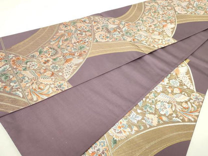 平和屋本店▼六通柄袋帯　唐織　こうさい錦　更紗孔雀花文　純金箔24Ｋ　正絹　逸品　DABI4764sf