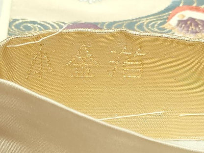 平和屋本店▼六通柄袋帯　唐織　花鳥文　本金箔　正絹　逸品　DABI4769sf