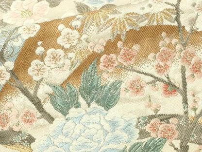 平和屋本店▼六通柄袋帯　唐織　花鳥文　本金箔　正絹　逸品　DABI4769sf