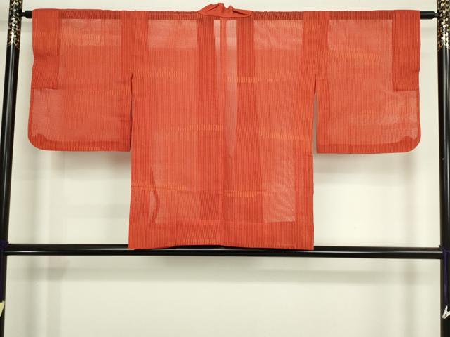 平和屋着物▽道中着　スリーシーズン　春夏秋　塵除け　間道　樺色　正絹　逸品　DABI4774sf