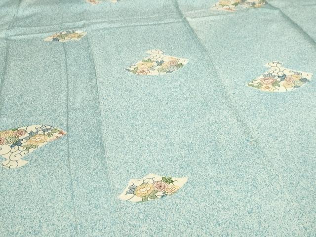 平和屋着物▽上質な小紋　単衣　型染め　地紙花唐草文　正絹　逸品　DABI4775sf