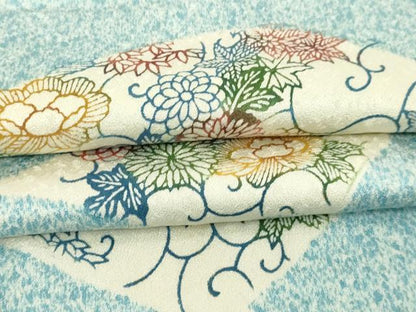 平和屋着物▽上質な小紋　単衣　型染め　地紙花唐草文　正絹　逸品　DABI4775sf