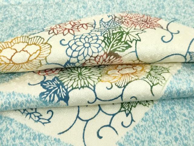 平和屋着物▽上質な小紋　単衣　型染め　地紙花唐草文　正絹　逸品　DABI4775sf