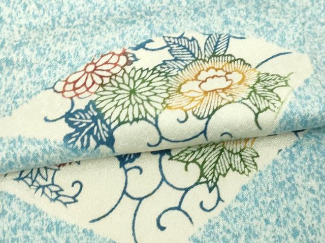 平和屋着物▽上質な小紋　単衣　型染め　地紙花唐草文　正絹　逸品　DABI4775sf